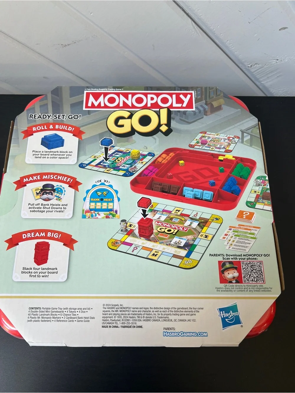 Hasbro Monopoly GO! Kids Board Game - Red, Yellow, Blue